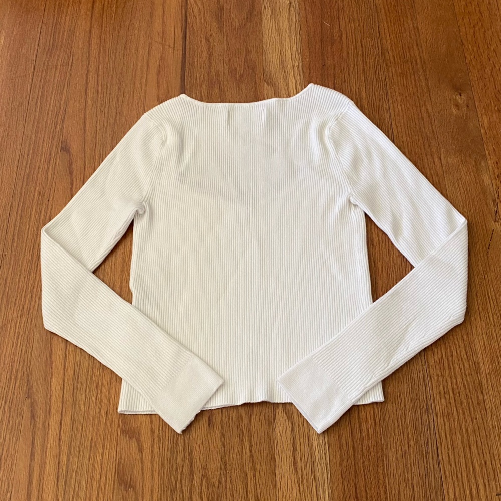 Abercrombie & Fitch Ribbed Sweetheart NeckLine Long Sleeve Top - Picture 4 of 5